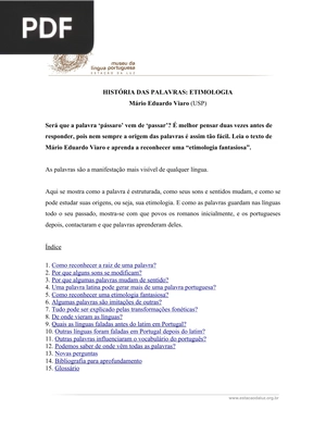 História das palavras: etimologia