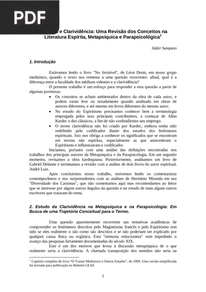 Vidência e Clarividência: Uma Revisão dos Conceitos na Literatura Espírita, Metapsíquica e Parapsicológica