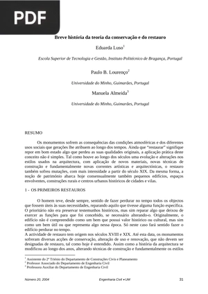 Breve história da teoria da conservação e do restauro