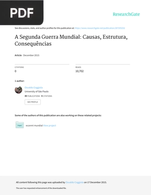 A Segunda Guerra Mundial: Causas, Estrutura, Consequências