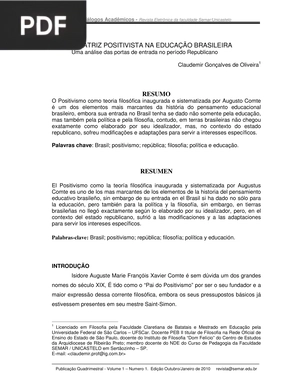 A matriz positivista na educação brasileira