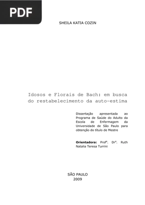 Idosos e Florais de Bach: em busca do restablecimento da auto - estima