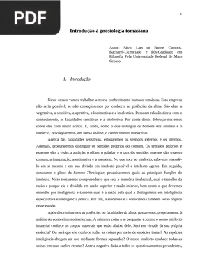 Introdução à gnosiologia tomasiana