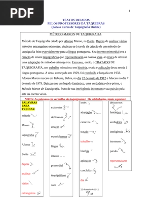 Textos Ditados pelos Professores da Taquibrás