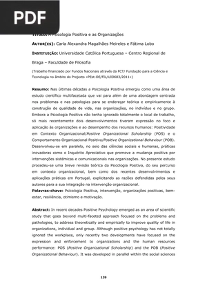 A Psicologia Positiva e as Organizações