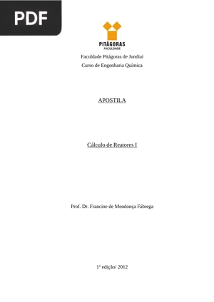 Cálculo de Reatores I
