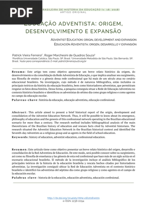 Educação adventista: origem, desenvolvimento e expãnsao