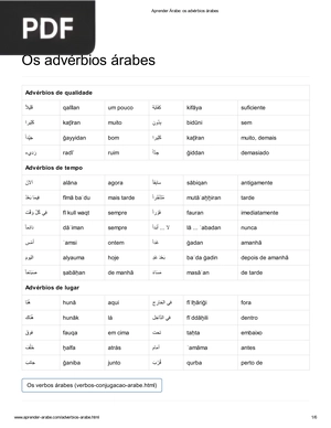 Os advérbios árabes