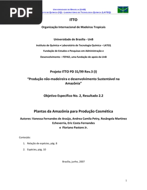 Plantas da Amazônia para Produção Cosmética