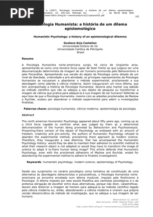 Psicologia Humanista: a história de um dilema epistemológico