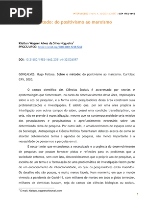 Sobre o método: do positivismo ao marxismo