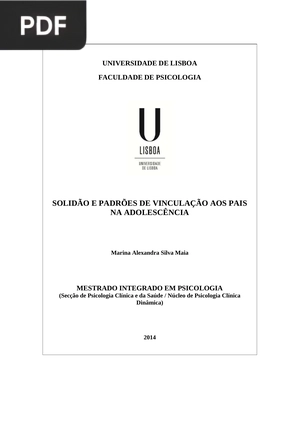 Solidão e padrões de vinculação aos pais na adolescência