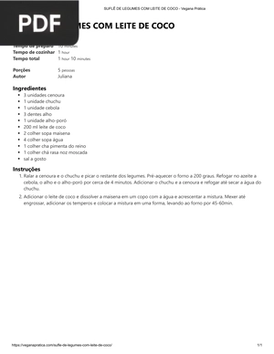 Suflê de legumes com leite de coco