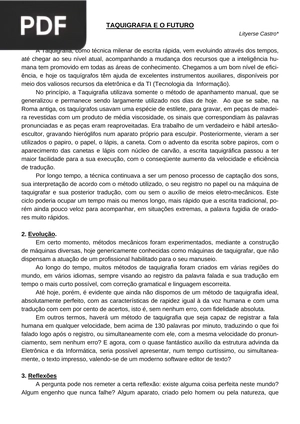 Taquigrafia e o futuro (Artigo)