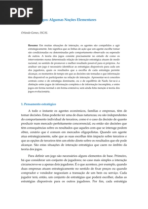Teoria dos Jogos: Algumas Noções Elementares