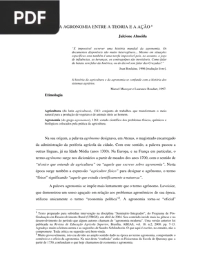 A agronomia entre a teoria e a ação