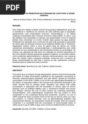 Analisando os benefícios do consumo da café para a saúde humana
