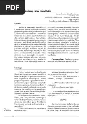 Avaliação fisioterapêutica neurológica (Artigo)
