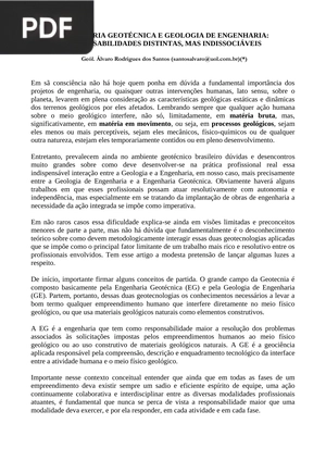 Engenharia geotécnica e geologia de engnharia: Responsabilidades distintas, mas indissociáveis (Artigo)