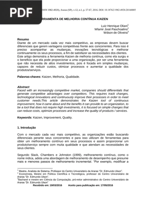 Ferramenta de melhoria continua Kaizen