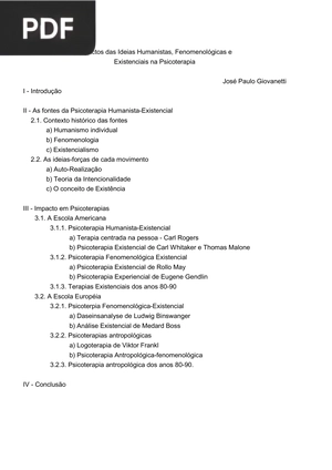 Impactos das Ideias Humanistas, Fenomenológicas e Existenciais na Psicoterapia