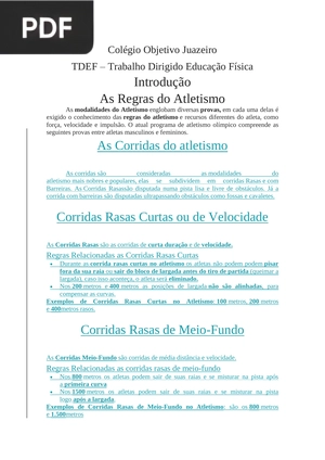 Introdução As Regras do Atletismo
