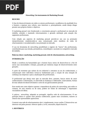 Networking, Um instrumento de Marketing Pessoal