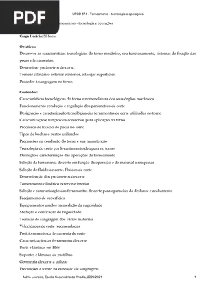 Torneamento - tecnologia e operações