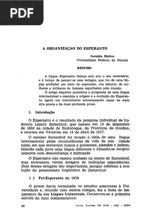 A organização do esperanto