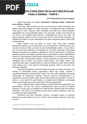Introdução á biologia celular e molecular para o ensino