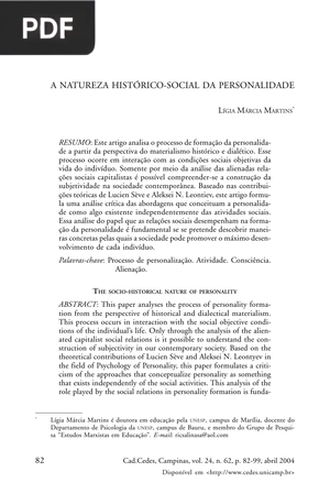 A Natureza Histórico-Social da Personalidade