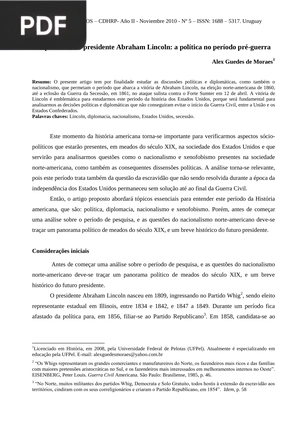 A diplomacia do presidente Abraham Lincoln: a política no período pré-guerra