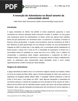 A inserção do Adventismo no Brasil através da comunidade alemã