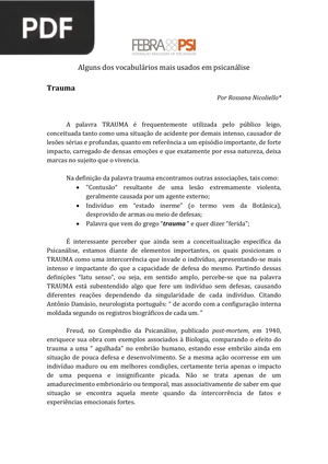 Alguns dos vocabulários mais usados em psicanálise (Artigo)