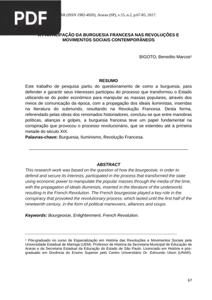 A participação da burguesia francesa nas revoluções de movimentos socias contemporâneos