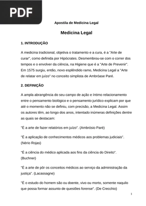 Apostila de Medicina Legal