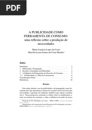 A publicidade como ferramenta de consumo: uma reflexão sobre a produção de necessidades