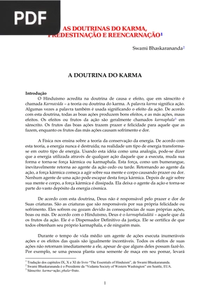 As doutrinas do karma, predestinação e reencarnação