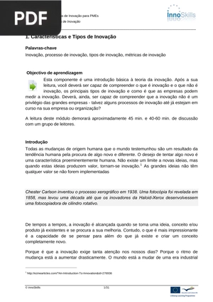 Características e Tipos de Inovação
