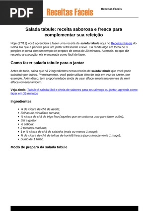 Como fazer salada tabule para o jantar
