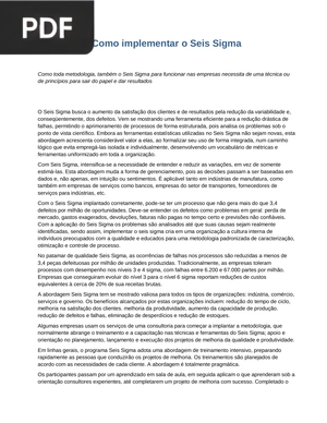 Como implementar o Seis Sigma (Artigo)
