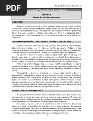 Ecologia de Populações e Comunidades