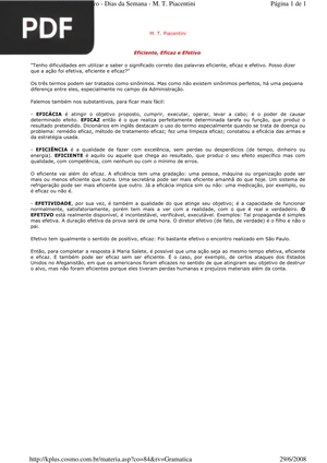 Eficiente, Eficaz e Efetivo (Artigo)