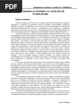 Engenharia econômica e Análise de Viabilidade