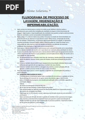Fluxograma de processo de lavagem, higienização e impermeabilização (Artigo)