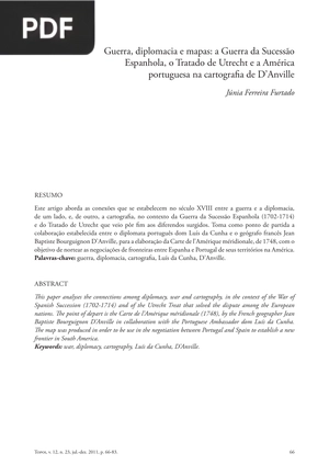 Guerra, diplomacia e mapas: a Guerra da Sucessão Espanhola, o Tratado de Utrecht e a América portuguesa na cartografia de D’Anville