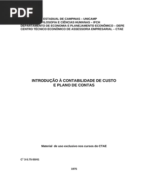 Introdução a contabilidade de custo e plano de contas