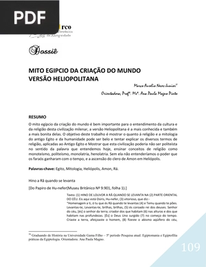 Mito egipcio da criação do mundo versão heliopolitana