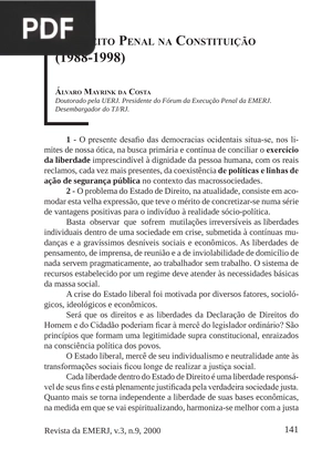 O Direito Penal Na ConstituiçãoO (1988-1998)