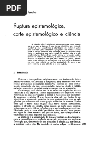 Ruptura epistemológica, corte epistemológico e ciência